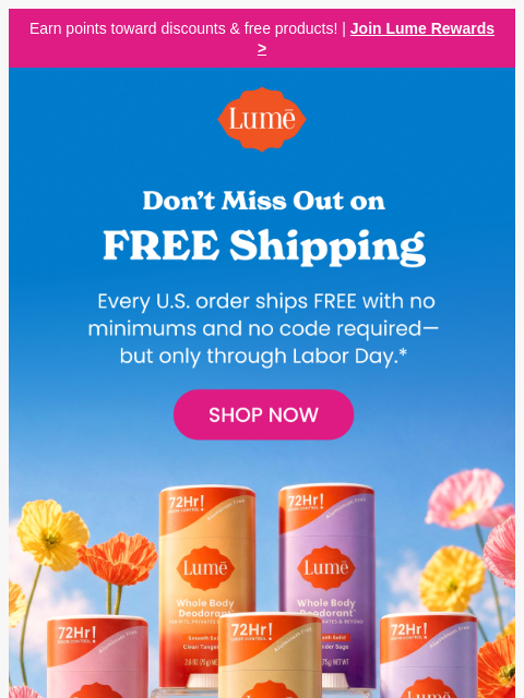 lumedeodorant newsletter: ⌛ FREE shipping days are numbered!