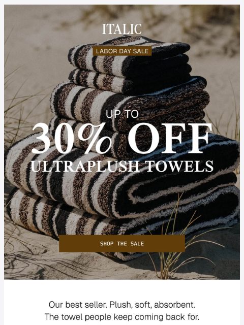 italic newsletter: The towel that sold out 7 times this year!