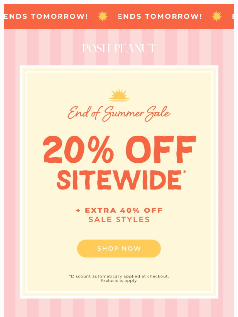 poshpeanut newsletter: ✨ End of Summer Sale Ends Tomorrow ✨