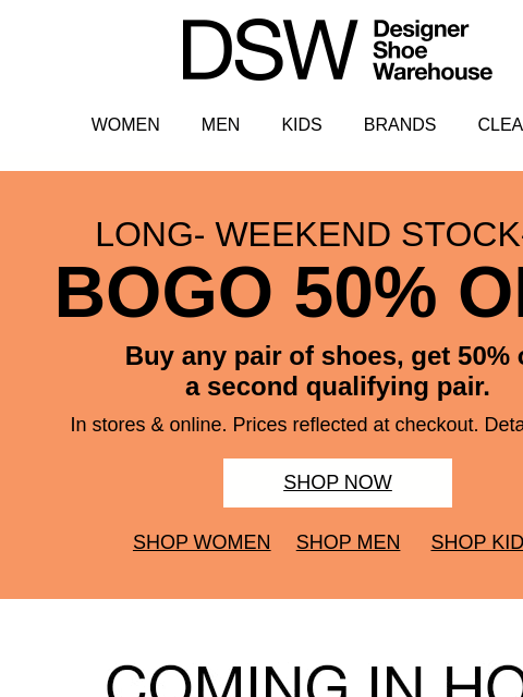 dsw newsletter: BOGO 50% OFF! GO, GO, GO >>>