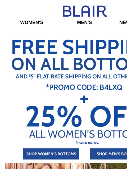 WOW! $14.99 Iconic Fleece Jacket + BOGO FREE JB Supreme Fleece – ALL Sizes & Colors on SALE! ~ 25% Off ALL Women's Bottoms! ~ 50% Off Men's Fall Layers! Blair Women's Men's New