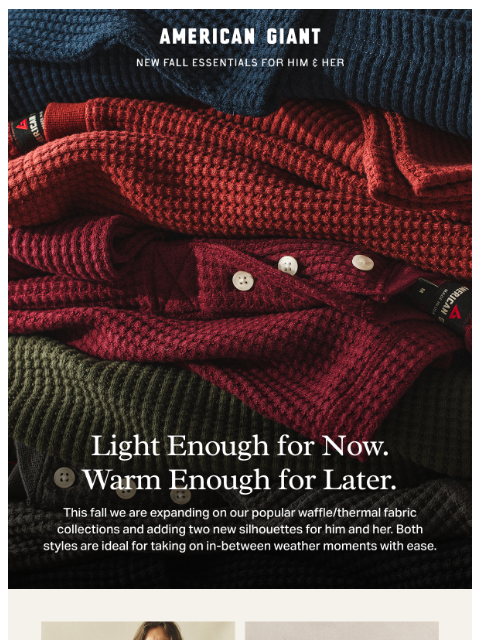 american-giant newsletter: New Waffle + Thermal Styles