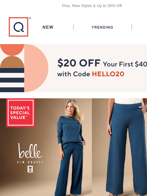 qvcemail newsletter: Kim Gravel Ponte Pant + Get $20 Off