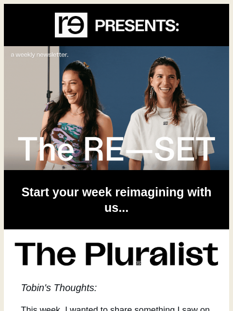 re-website newsletter: The Pluralist: Tobin reflects on the joyful game