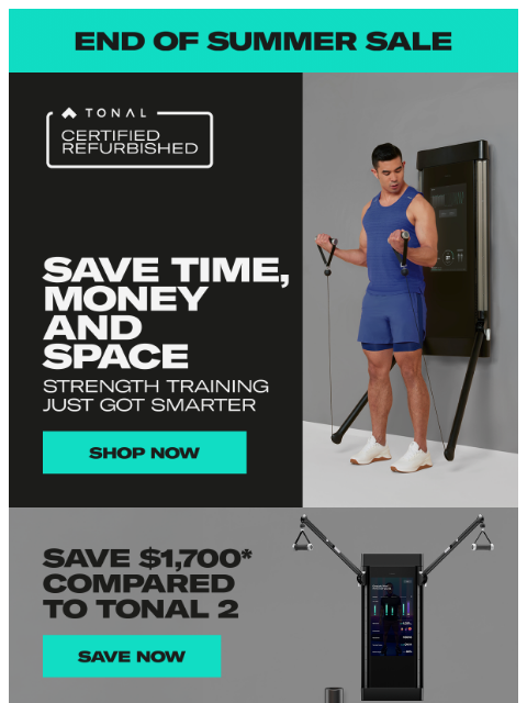 tonal newsletter: Tonal 1 Certified Refurbished is $1,700 Less