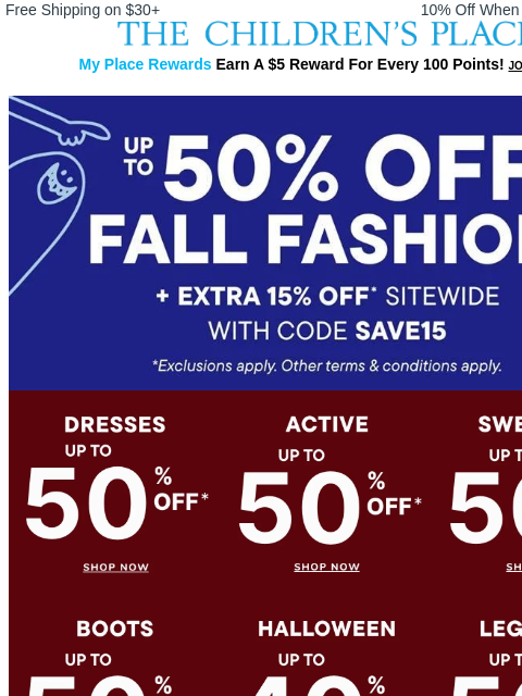 childrensplace newsletter: WOW Deal! 😍 Extra 15% Off Sitewide!