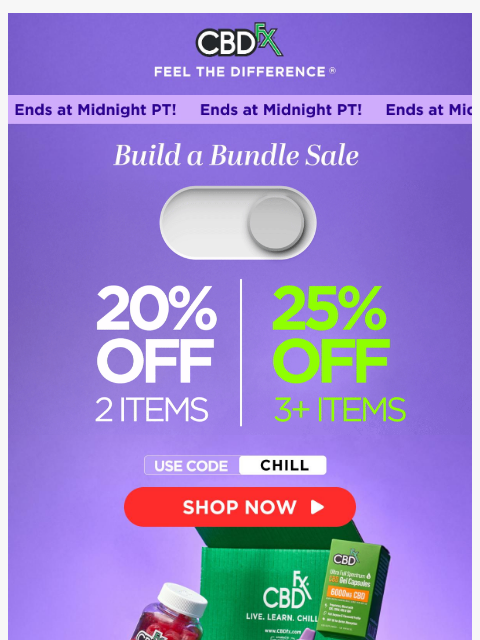 cbdfx newsletter: Last chance to SAVE up to 25% on all CBD & THC!