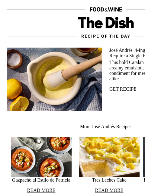 foodandwine newsletter: José Andrés' 4-Ingredient Allioli