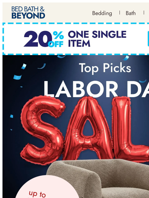 bedbathandbeyond newsletter: Labor Day favorites up to 70% off—ends tonight