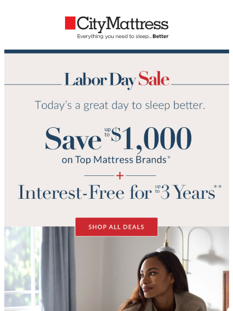 citymattress newsletter: Labor Day is here—save up to $1,000 on mattresses