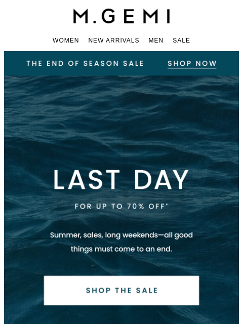 mgemi newsletter: Ends Tonight! Up To 70% Off