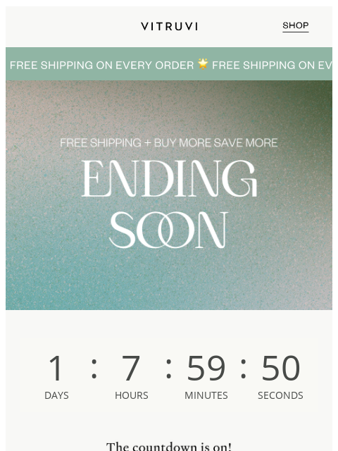 vitruvi newsletter: FREE Shipping + Up To 30% Off Ending Soon 💖