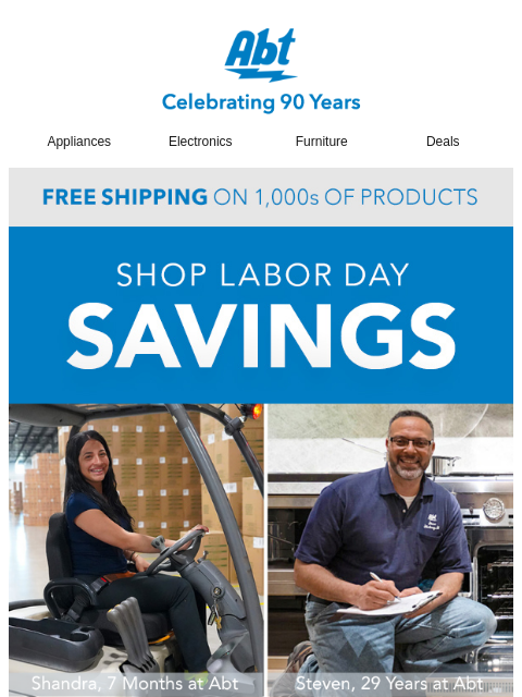 abt newsletter: Final Day for Labor Day Savings