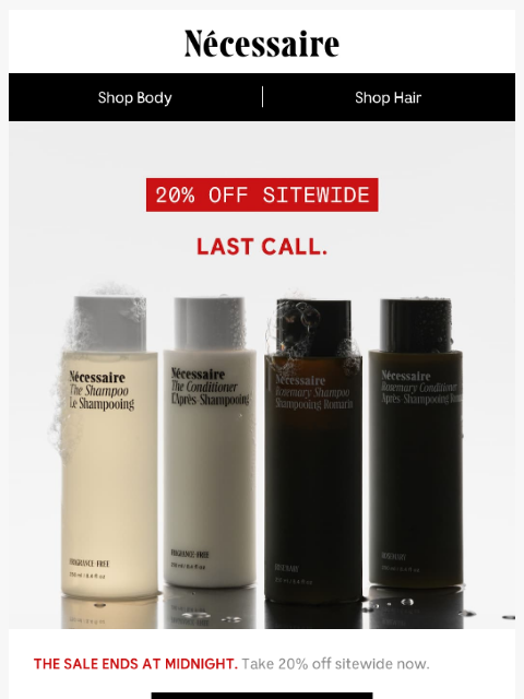 necessaire newsletter: 20% Off Ends Tonight