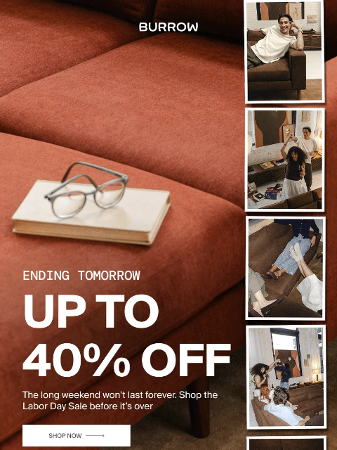 burrow newsletter: FINAL DAYS: Up to 40% off