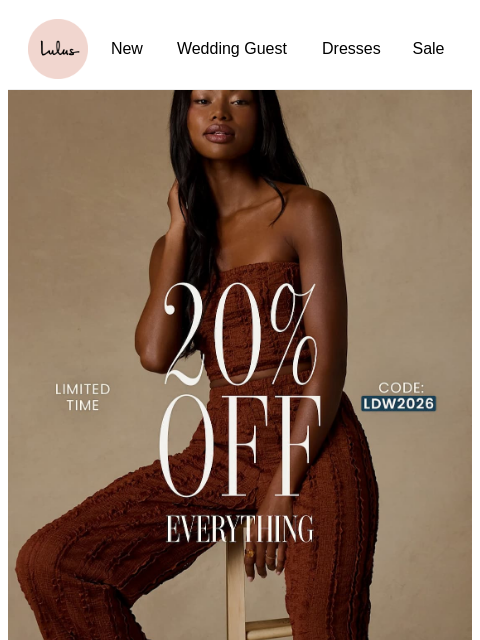 lulus newsletter: 20% Off Sitewide (80% Off Select Sale Items!)