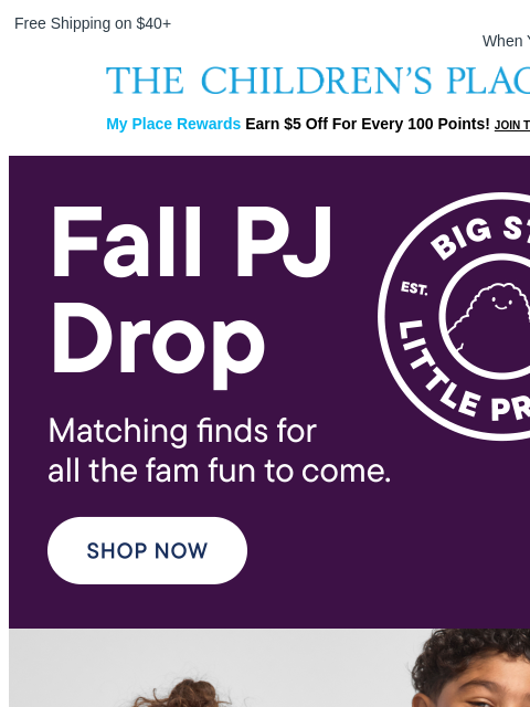 childrensplace newsletter: Matching Fall PJs for the Fam 🏈🍁