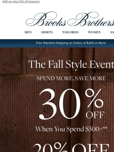 brooksbrothers newsletter: 𝐄𝐍𝐃𝐒 𝐓𝐎𝐌𝐎𝐑𝐑𝐎𝐖: up to 30% off your favo...