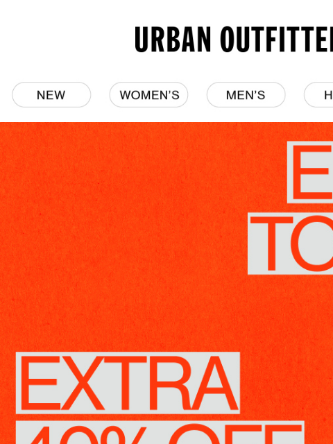 urbanoutfitters newsletter: Ends Soon: Extra 40% Off Sale Styles ‼️