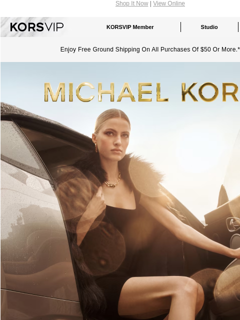 Shop It Now | View Online KORSVIP KORSVIP Member Studio Points: 100 Enjoy Free Ground Shipping On All Purchases Of $50 Or More.* MICHAEL KORS LOCK STEP Our Hamilton Lock charm is the glamorous