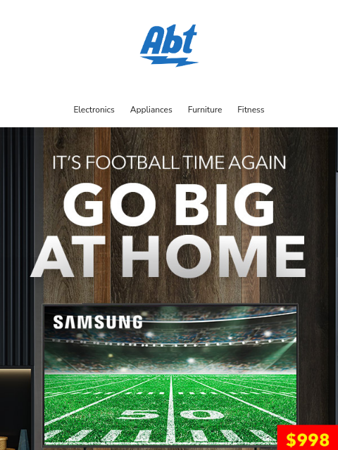 Catch every play in stunning detail with our top TVs and soundbars, plus shop tailgating must-haves like grills and game-day snacks! ‌ ‌ ‌ ‌ ‌ ‌ ‌ ‌ ‌ ‌ ‌ ‌ ‌ ‌ ‌ ‌ ‌ ‌ Abt-Logo Electronics Appliances