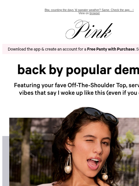 vspink newsletter: Off the Shoulder but Still on Point 😌