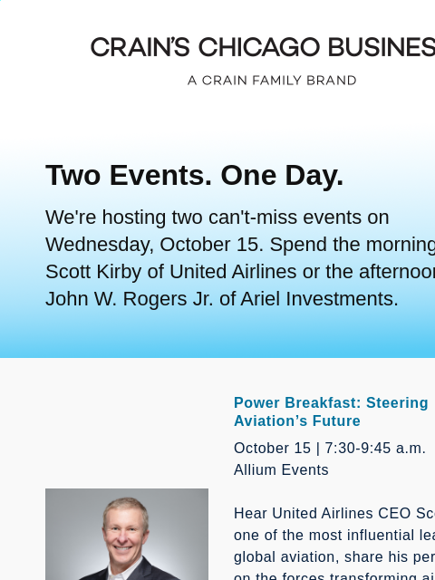 crainliveevents newsletter: Two Events You Can't Miss - The Future of Business...