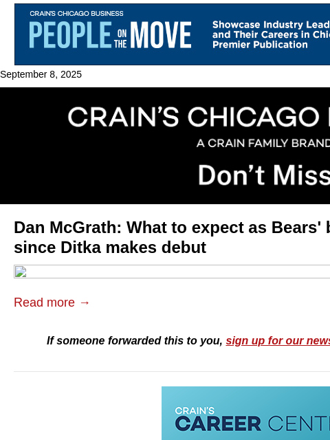 crainalerts newsletter: Bears 2025 season: What to expect