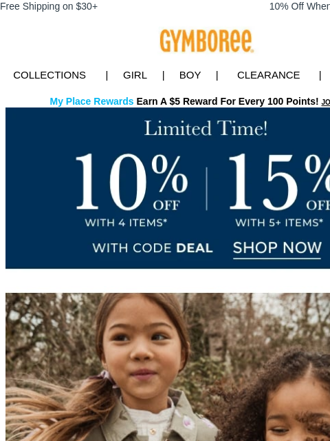gymboree newsletter: DON'T WAIT! Get 15% Off 5+ Styles + Fall Fits We'r...