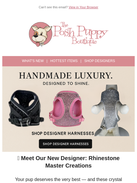 poshpuppyboutique newsletter: ✨ Exclusive Crystal Harness – Only at Posh Puppy B...