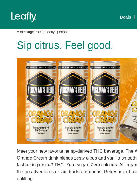 leafly newsletter: Chill fast with 10mg hemp THC 🍊