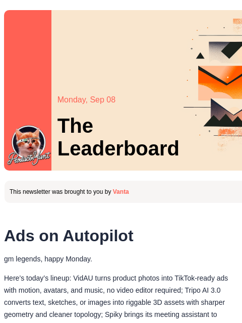 producthunt newsletter: 😸 Ads on autopilot