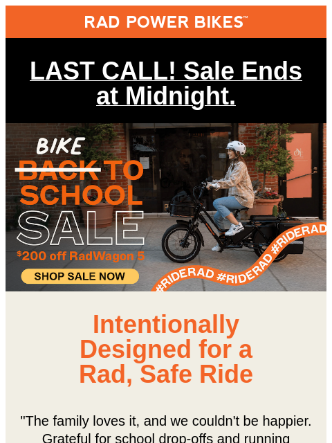 radpowerbikes newsletter: Final Hours For Our RadWagon 5 Sale!