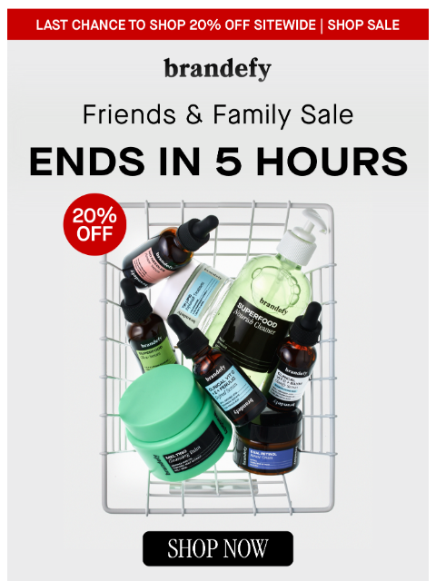 brandefyskin newsletter: Final hours: 20% off everything