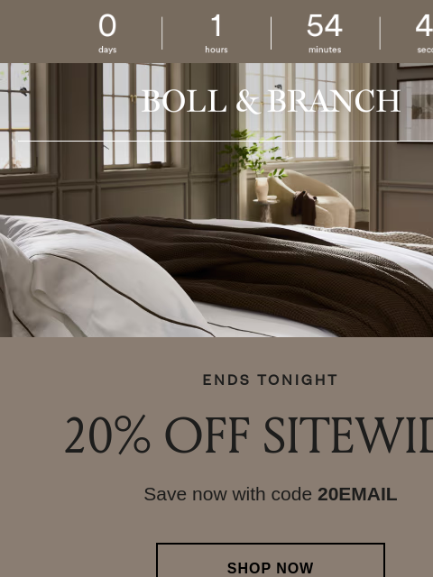 bollandbranch newsletter: Ends tonight: 20% off sitewide