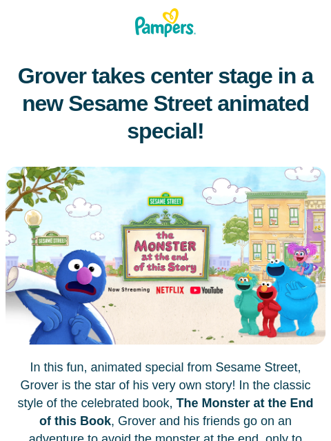 pampers newsletter: A new Sesame Street special 😍