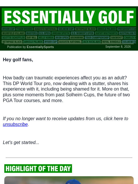 newsbreakmail newsletter: Pro Opens Up About His Stuttering