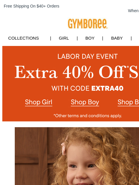 gymboree newsletter: Final Hours... Extra 40% Off Sale Ends Tonight