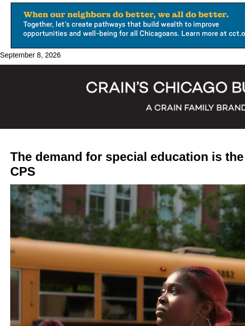 crainalerts newsletter: Special ed crunch strains CPS