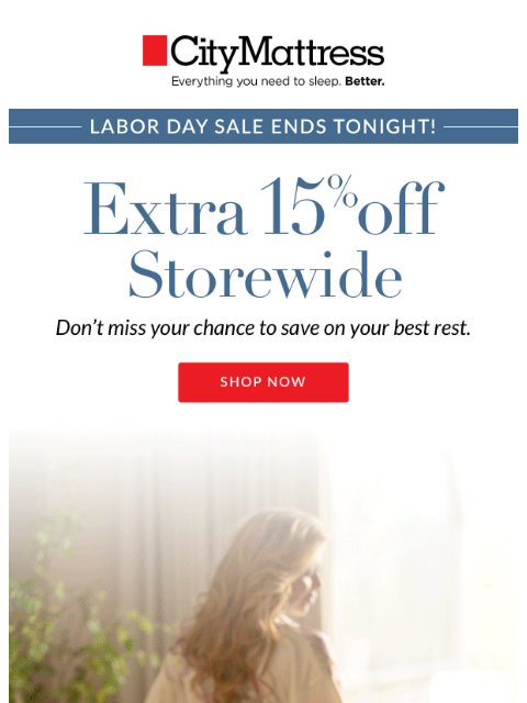 citymattress newsletter: Labor Day Sale Ends Tonight!