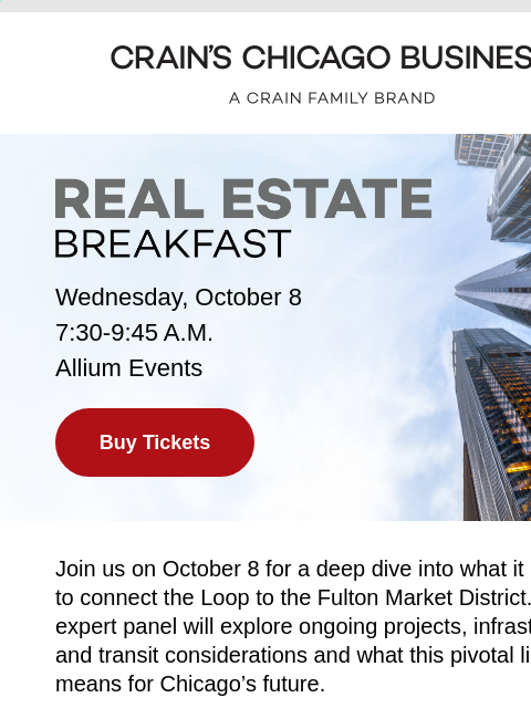 crainliveevents newsletter: Meet Our Real Estate Breakfast Panel