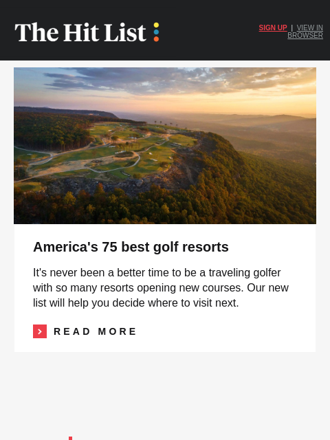 golfdigest newsletter: America's 75 best golf resorts