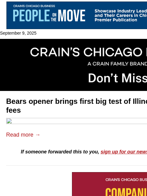 crainalerts newsletter: Bears bettors hit with new sportsbook fees