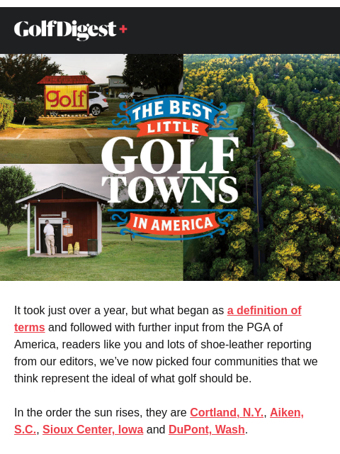 golfdigest newsletter: The Best Little Golf Towns in America