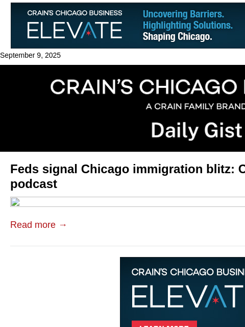 crainalerts newsletter: Feds signal Chicago immigration blitz: Crain's Dai...