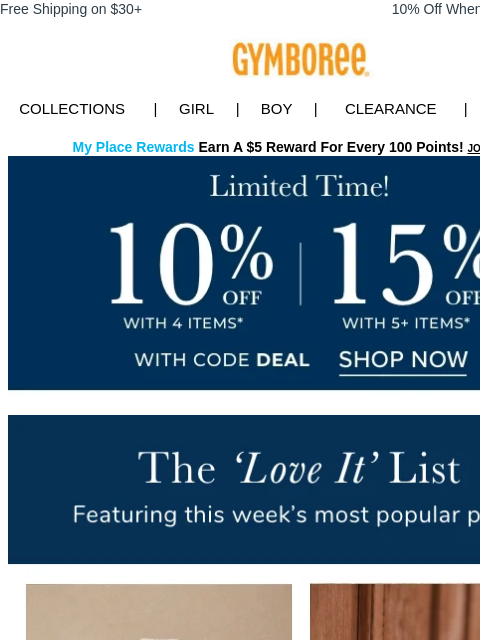gymboree newsletter: LAST DAY for 15% Off 5+ Styles + Have You Seen The...