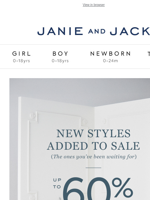 janieandjack newsletter: Take a look: new styles added to sale...