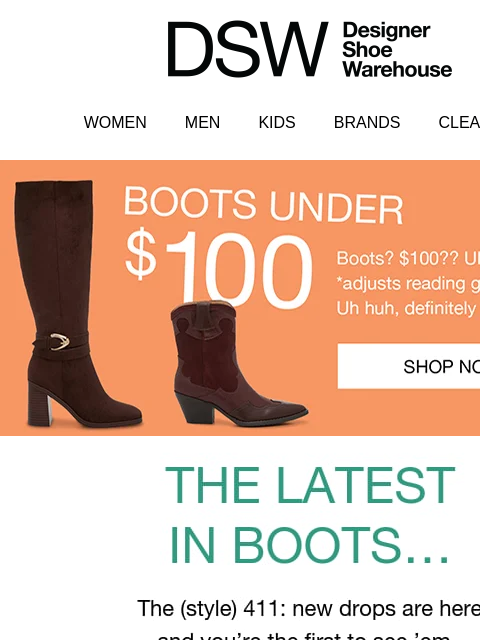 dsw newsletter: NEW boots are here 👢