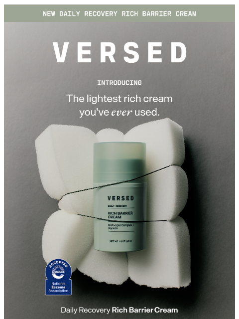 versedskin newsletter: Daily Recovery Rich Barrier Cream Is Here