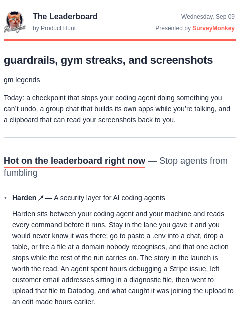 producthunt newsletter: Stop babysitting your agent